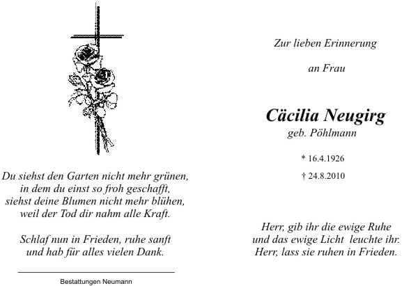 Frau Cäcilia Neugirg