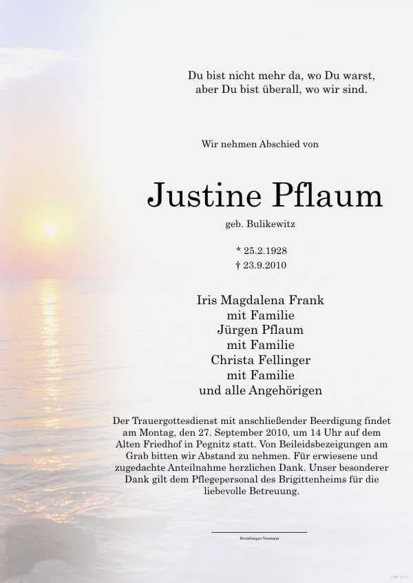 Frau Justine Pflaum