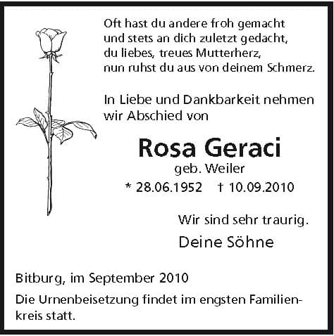 Frau Rosa Maria Geraci
