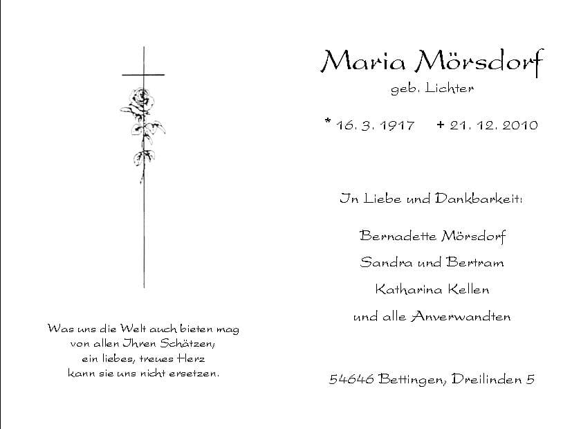 Frau Maria Mörsdorf