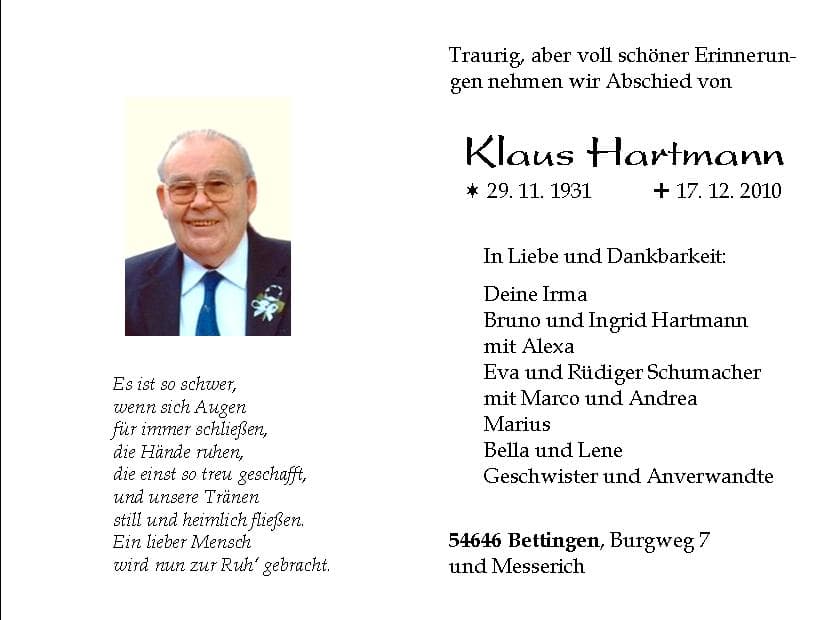 Herr Klaus Hartmann