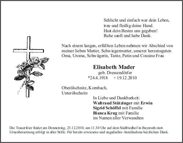 Frau Elisabeth Mader