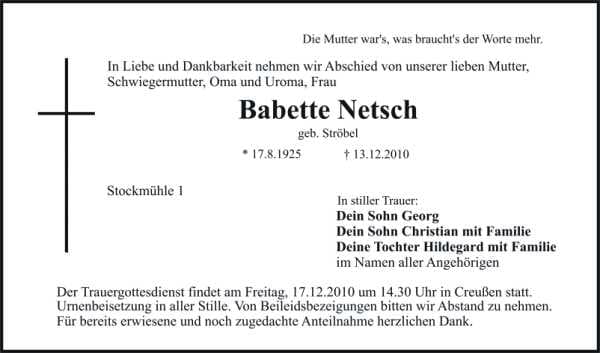 Frau Babette Netsch