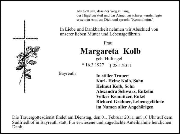 Frau Margareta Kolb