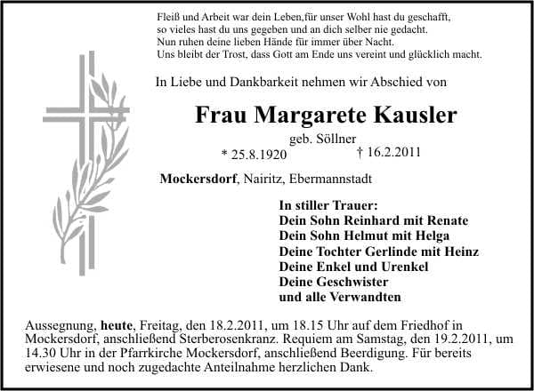 Frau Margarete Kausler