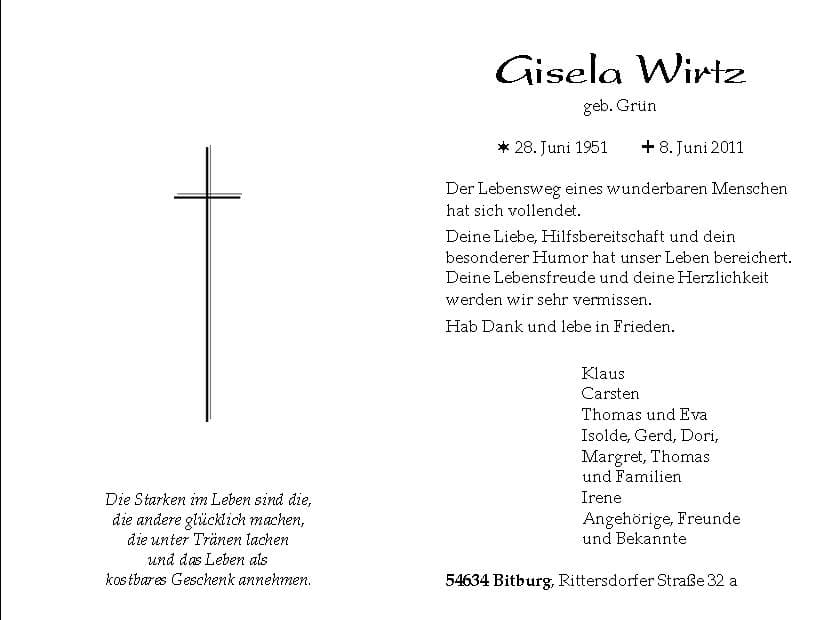 Frau Gisela Wirtz