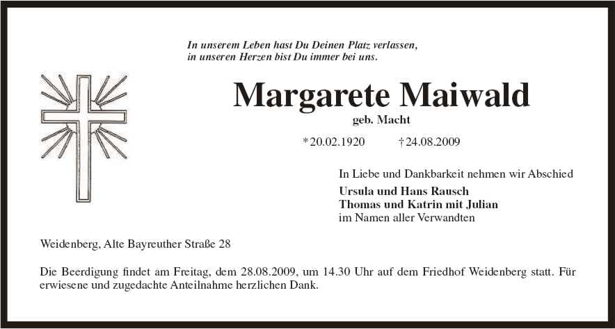 Frau Margarete Maiwald