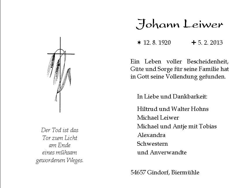 Herr Johann Leiwer