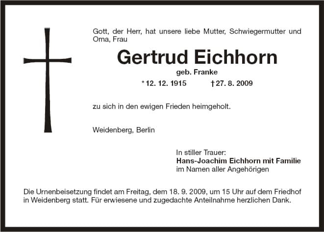 Frau Gertrud Eichhorn
