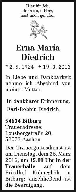Frau Erna-Maria Diedrich