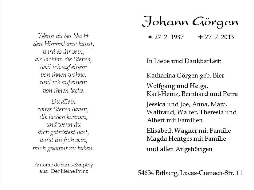 Herr Johann Görgen