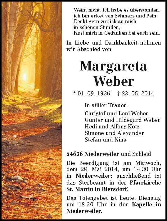 Frau Margareta Weber
