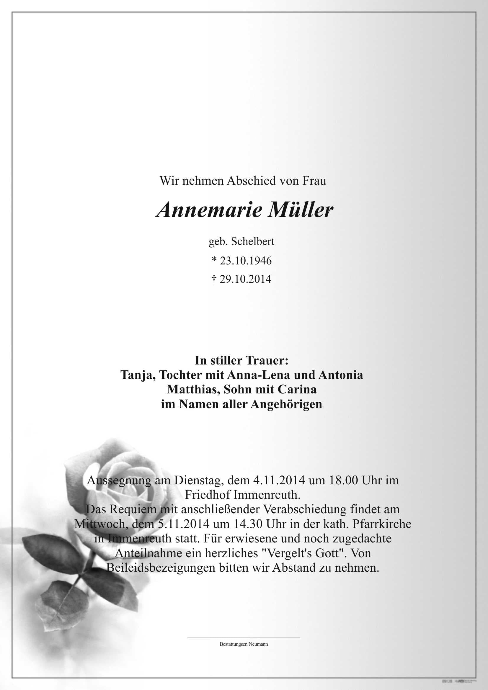 Frau Annemarie Müller
