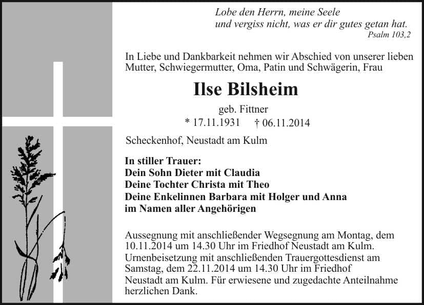 Frau Ilse Bilsheim