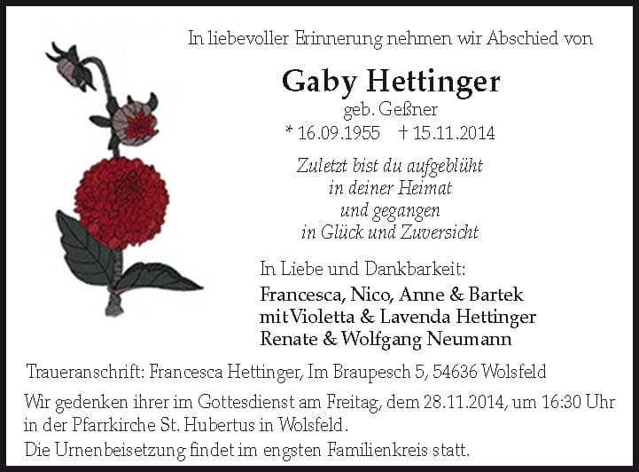 Frau Gabriele Hettinger
