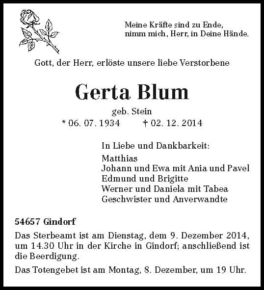 Frau Gerta Blum
