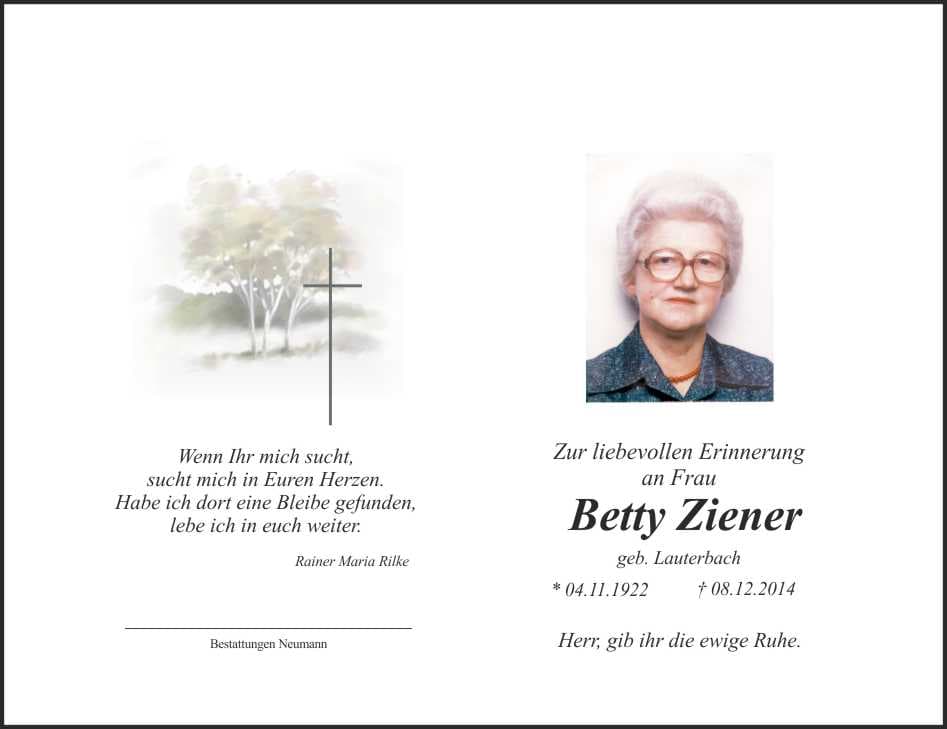 Frau Betty Ziener