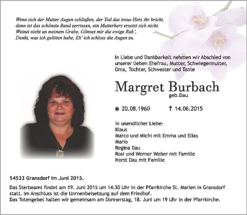 Frau Margret Burbach
