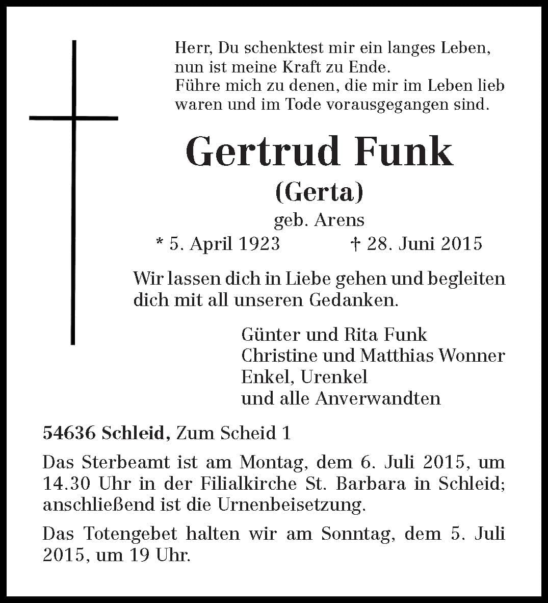 Frau Gertrud (Gerta) Funk
