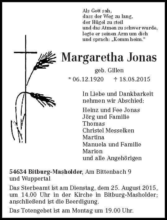 Frau Margaretha Jonas
