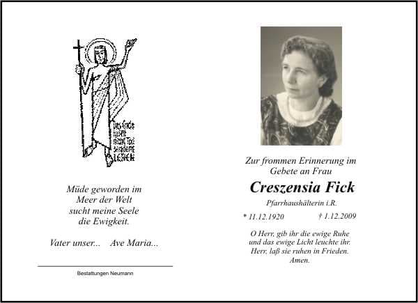 Frau Creszensia Fick