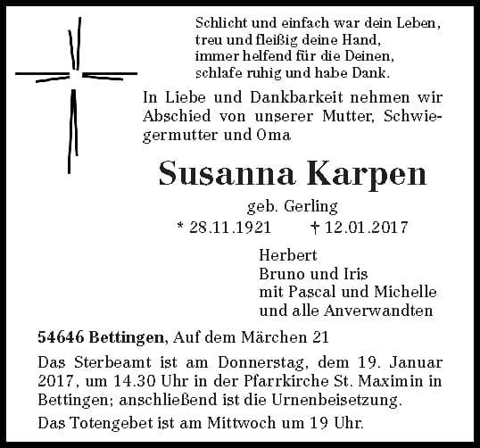 Frau Susanna Karpen