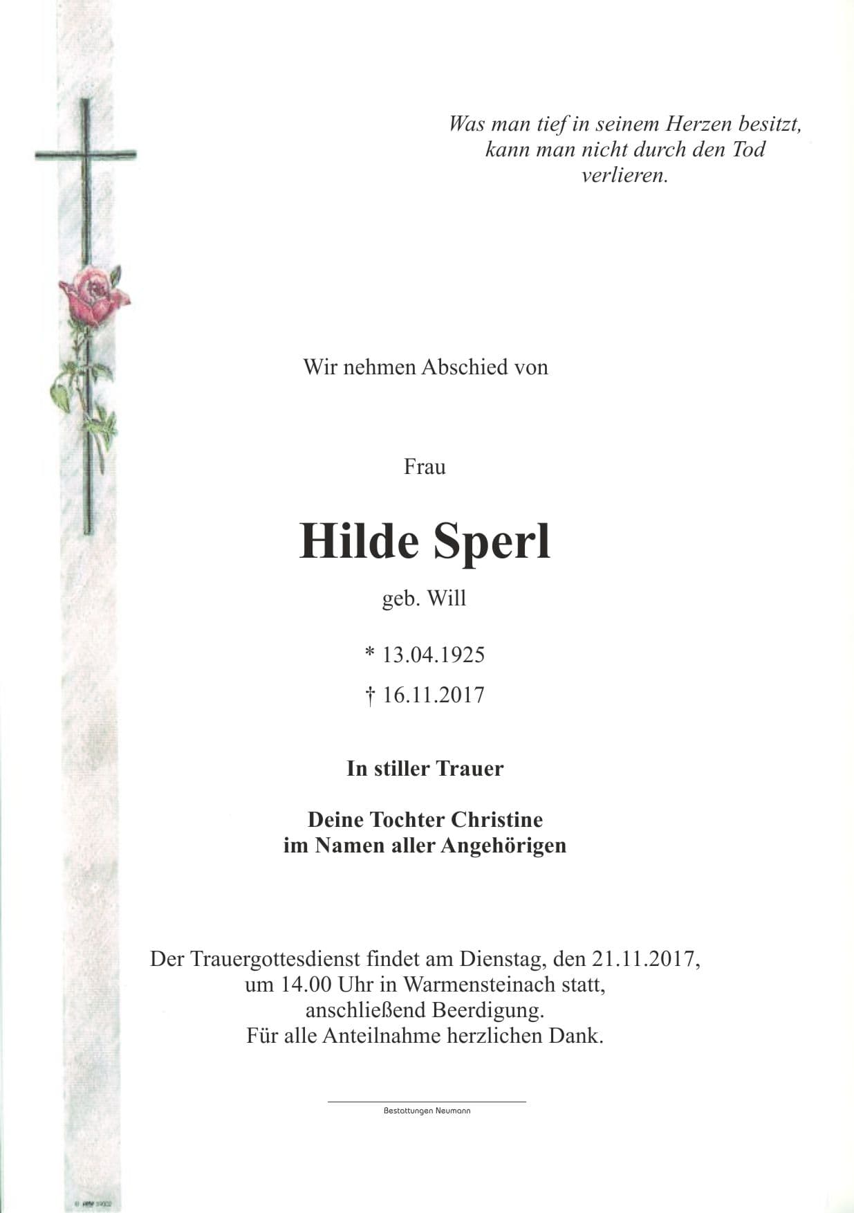 Frau Hilde Sperl