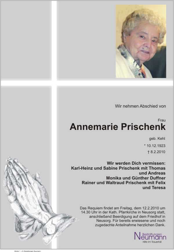 Frau Annemarie Prieschenk