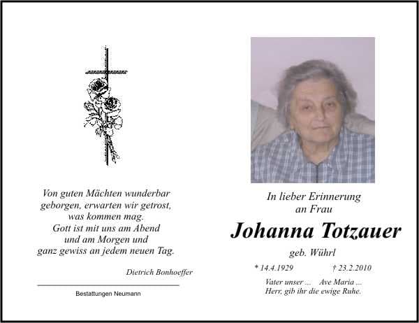 Frau Johanna Totzauer